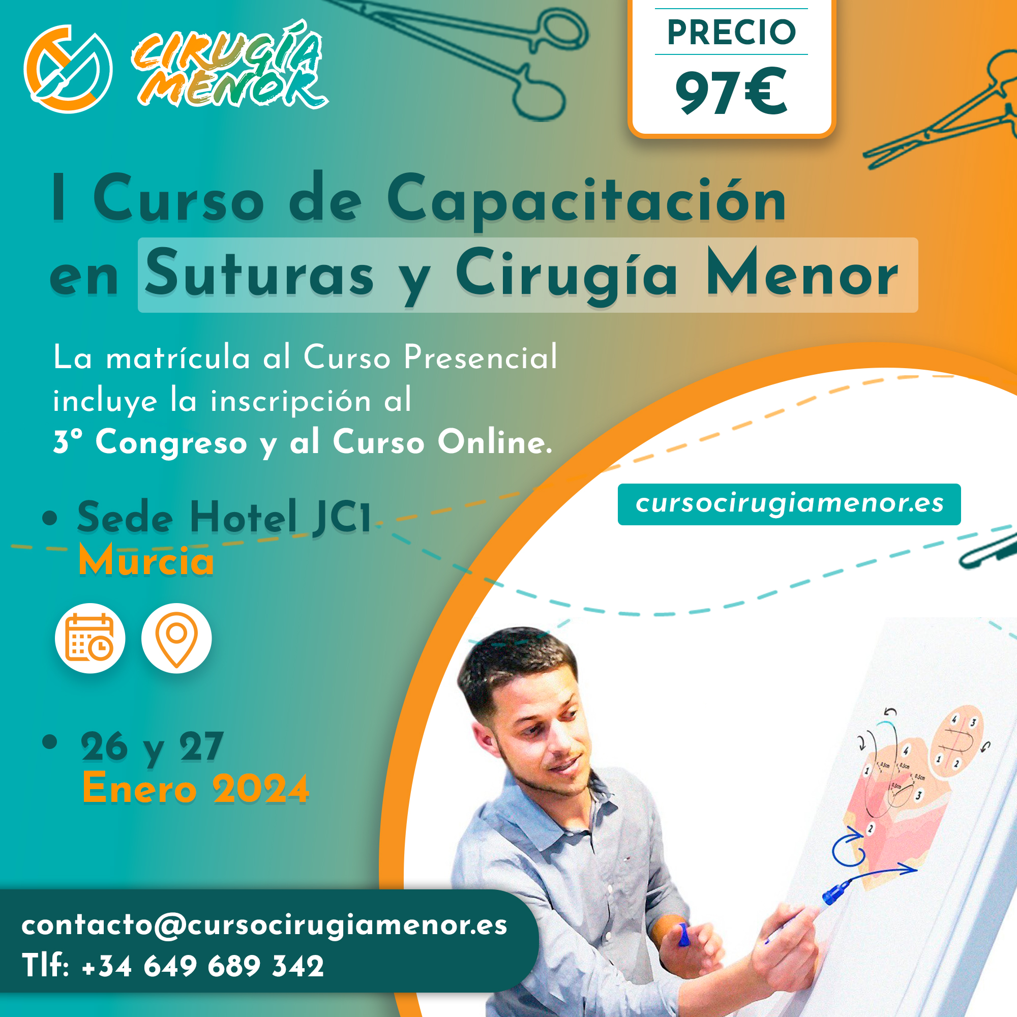 Curso cirugía menor presencial colegio de enfermería Cartagena y Murcia